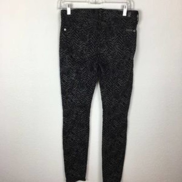 7 for all Mankind Black Printed Skinny Jeans - Picture 3 of 7